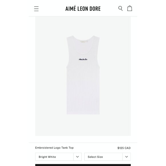 Aime Leon Dore Embroidered Logo Tank Top Mens size L 100% cotton White - Picture 1 of 8